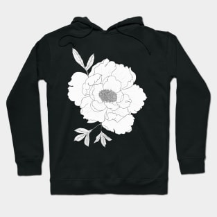 Peony Pattern - Flower Line Art Hoodie